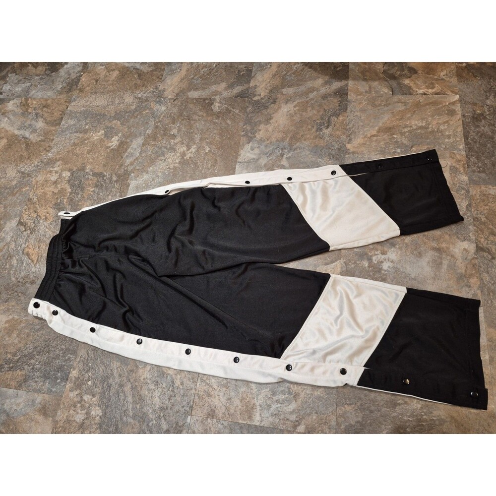 Vintage 90s/00s Athletic Works Black And White Snap Up Track Sports Pants Large - Picture 14 of 16